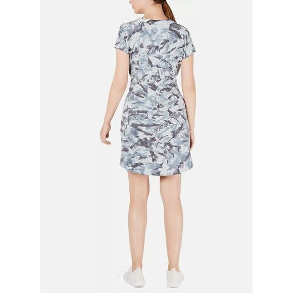 IDEOLOGY Women Medium Blue Tie Dye Short Sleeve Dress NWT - Picture 2 of 6